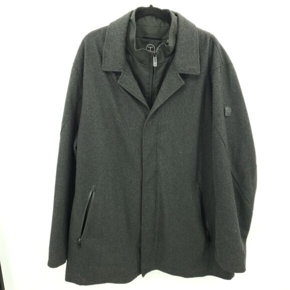 TUMI Tech Grey Wool Insulated Quilt Lined Zip-Up Jacket/Pea Coat XXL